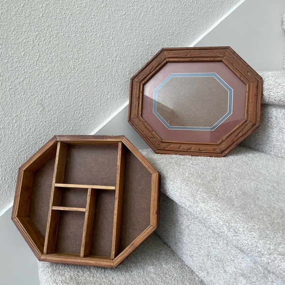 Vintage Wood Curio Knick Knack Display Case Shadow Octagonal Box - Picture 1 of 11